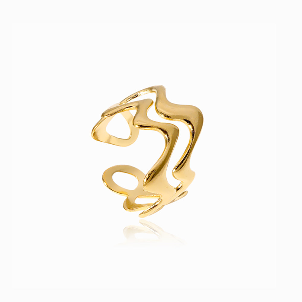 Gold Adjustable Geometric Ring JZ1366 - Stainless Steel