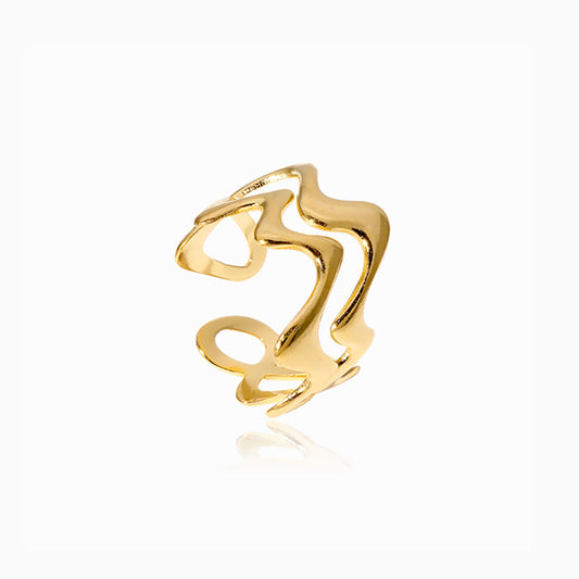 Gold Adjustable Geometric Ring JZ1366 - Stainless Steel