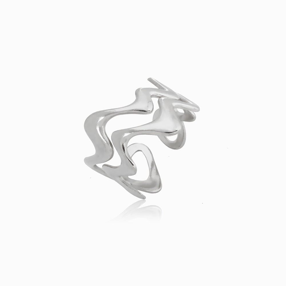 Silver Adjustable Geometric Ring JZ1366 - Stainless Steel
