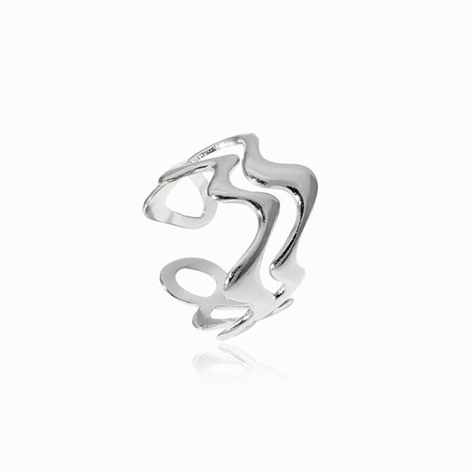 Silver Adjustable Geometric Ring JZ1366 - Stainless Steel