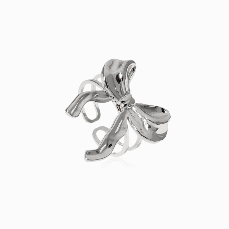 Silver Adjustable Ribbon Ring JZ1361 - Stainless Steel