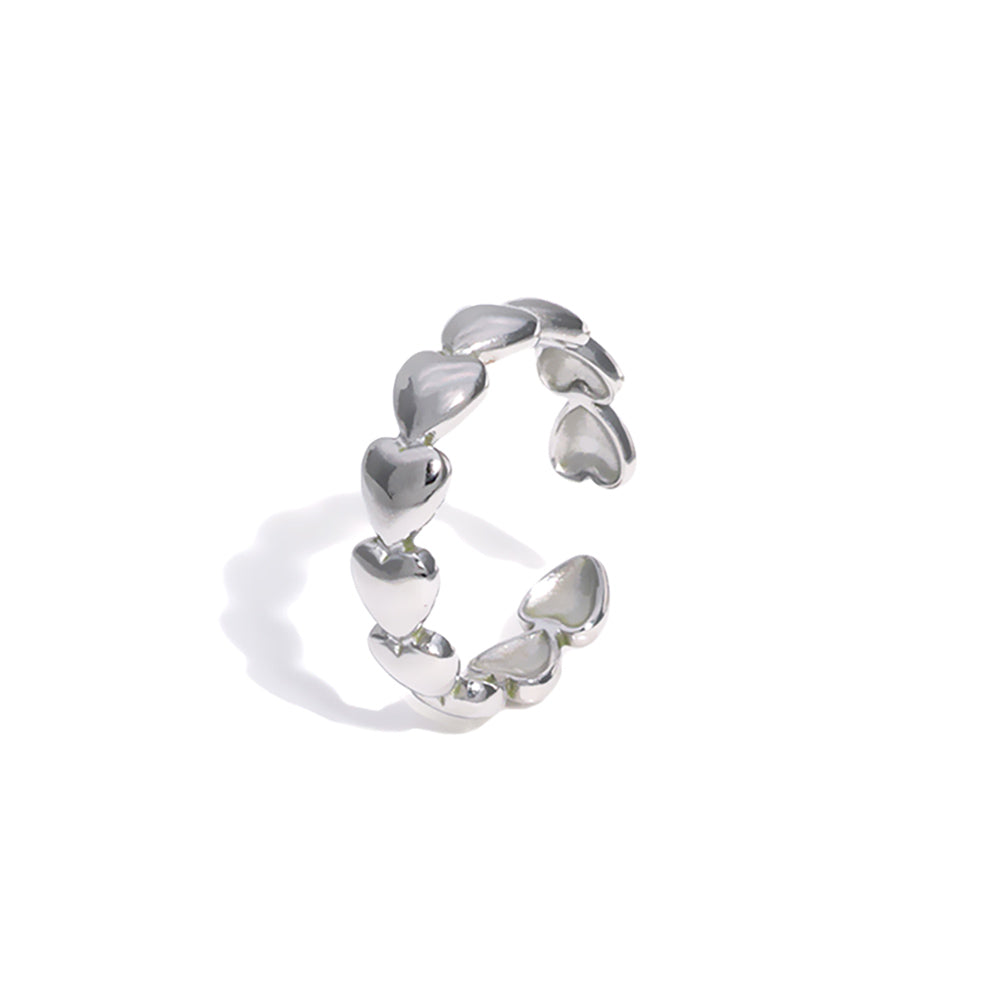 Silver Adjustable Heart Ring JZ1099 - Stainless Steel