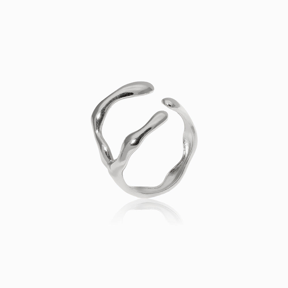 Silver Adjustable Geometric Ring JZ1207 - Stainless Steel