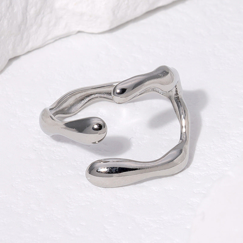 Silver Adjustable Geometric Ring JZ1207 - Stainless Steel