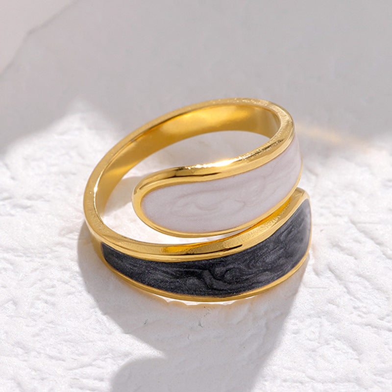 Gold Adjustable Geometric Ring JZ1211 in a White Background