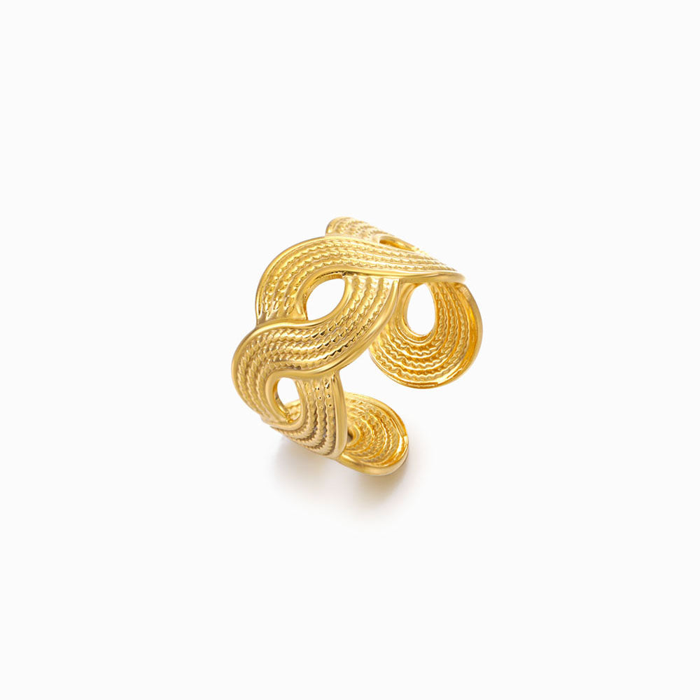 Gold Adjustable Infinity Ring JZ1246 - Stainless Steel