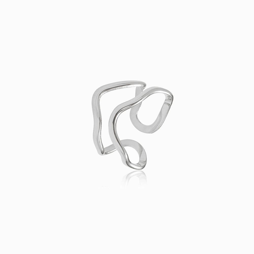 Silver Adjustable Geometric Ring JZ1281 - Stainless Steel