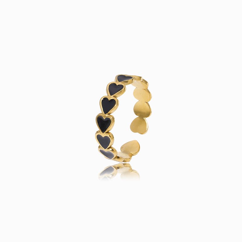 Gold Adjustable Heart Ring JZ1332 - Stainless Steel