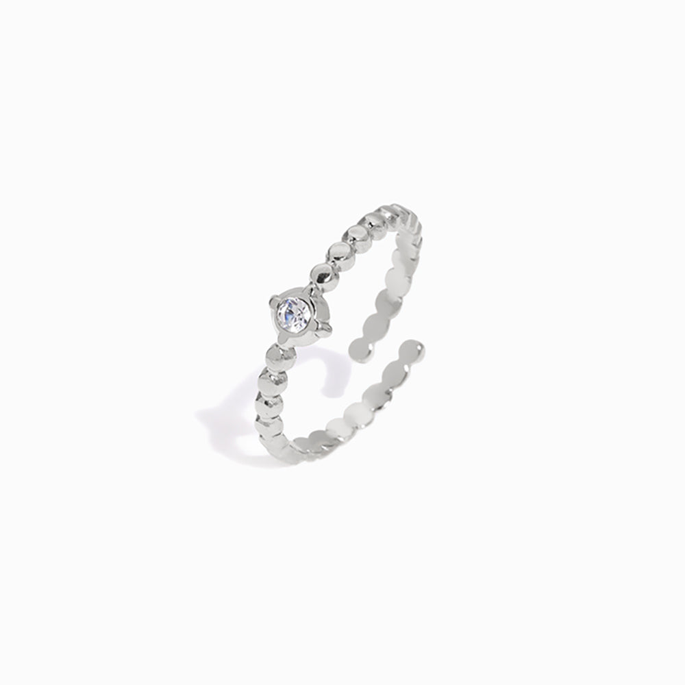 Silver Adjustable Geometric Ring JZ1318 - Stainless Steel