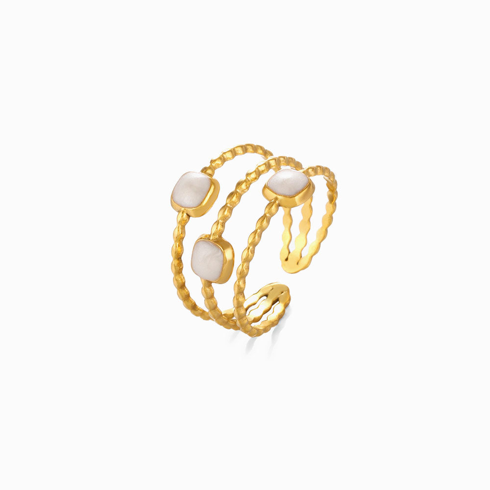 Gold Adjustable Geometric Ring JZ1333 - Stainless Steel