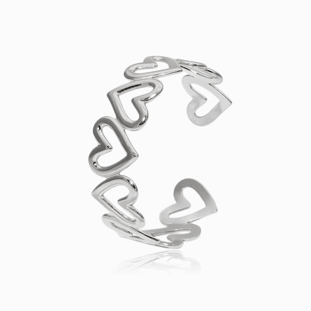 Adjustable Heart Bangle SZ1052 - Stainless Steel