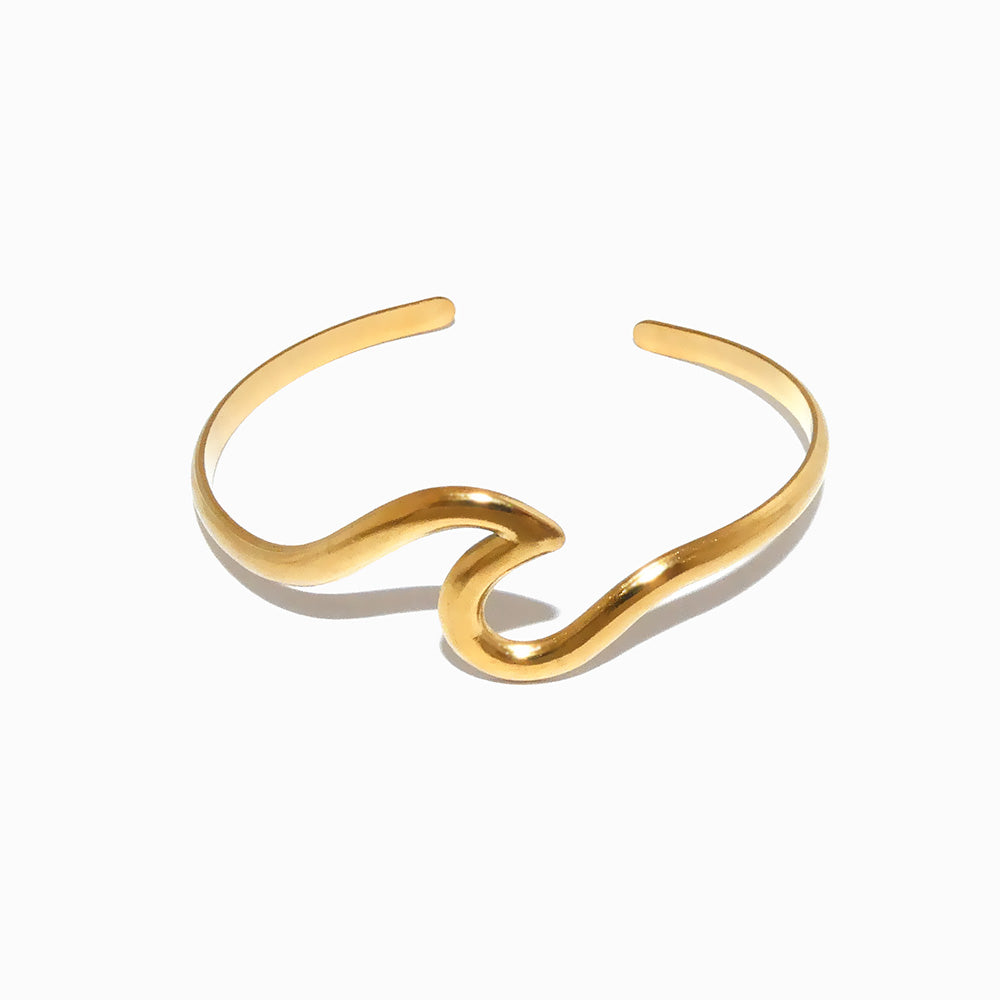 Adjustable Sea Wave Bangle SZ1054 - Stainless Steel