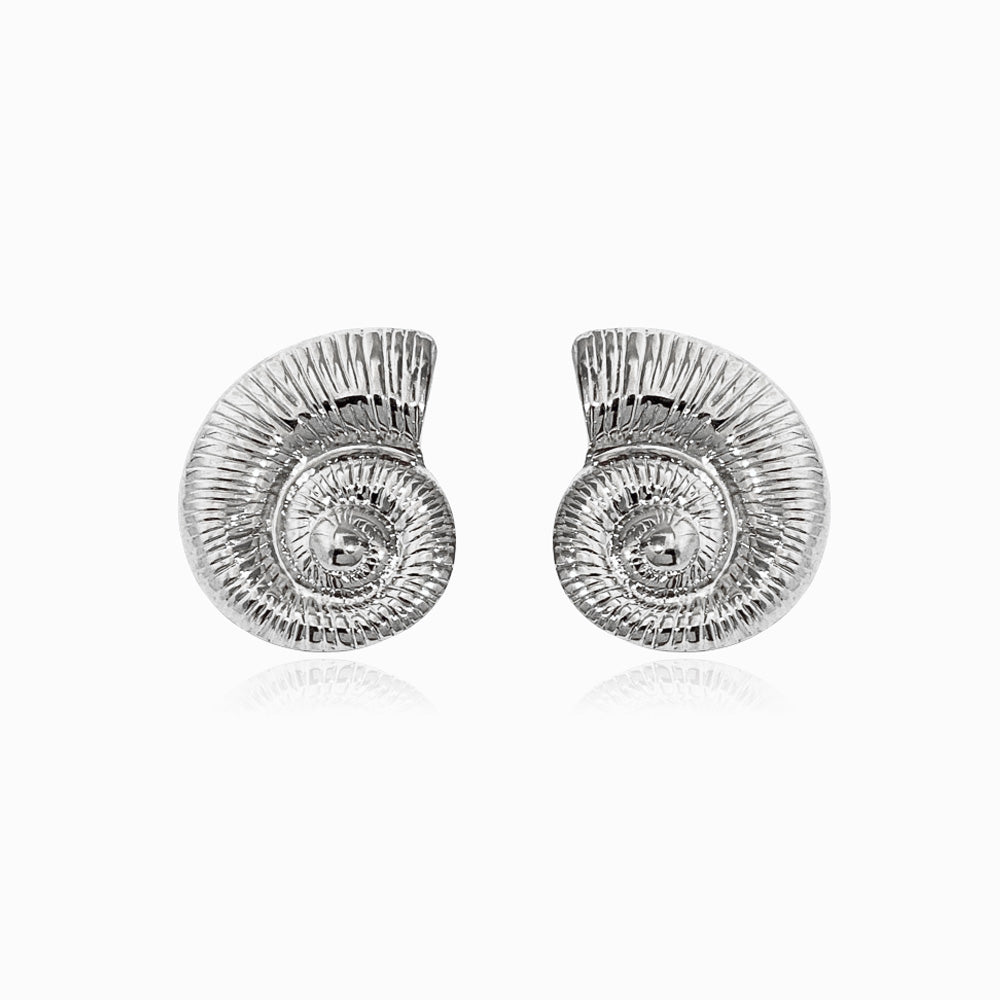 Silver Snail Shell Earrings 27x23mm BR1295 - Stainless Steel