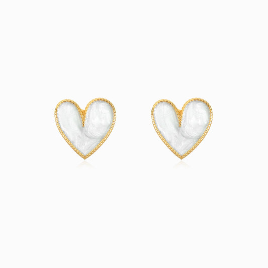 Heart-shaped earrings BR1355 with gold rims on a white background