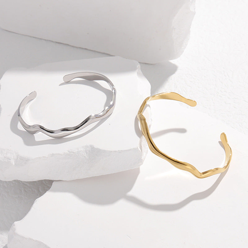 Adjustable Geometric Bangle SZ1025 - Stainless Steel