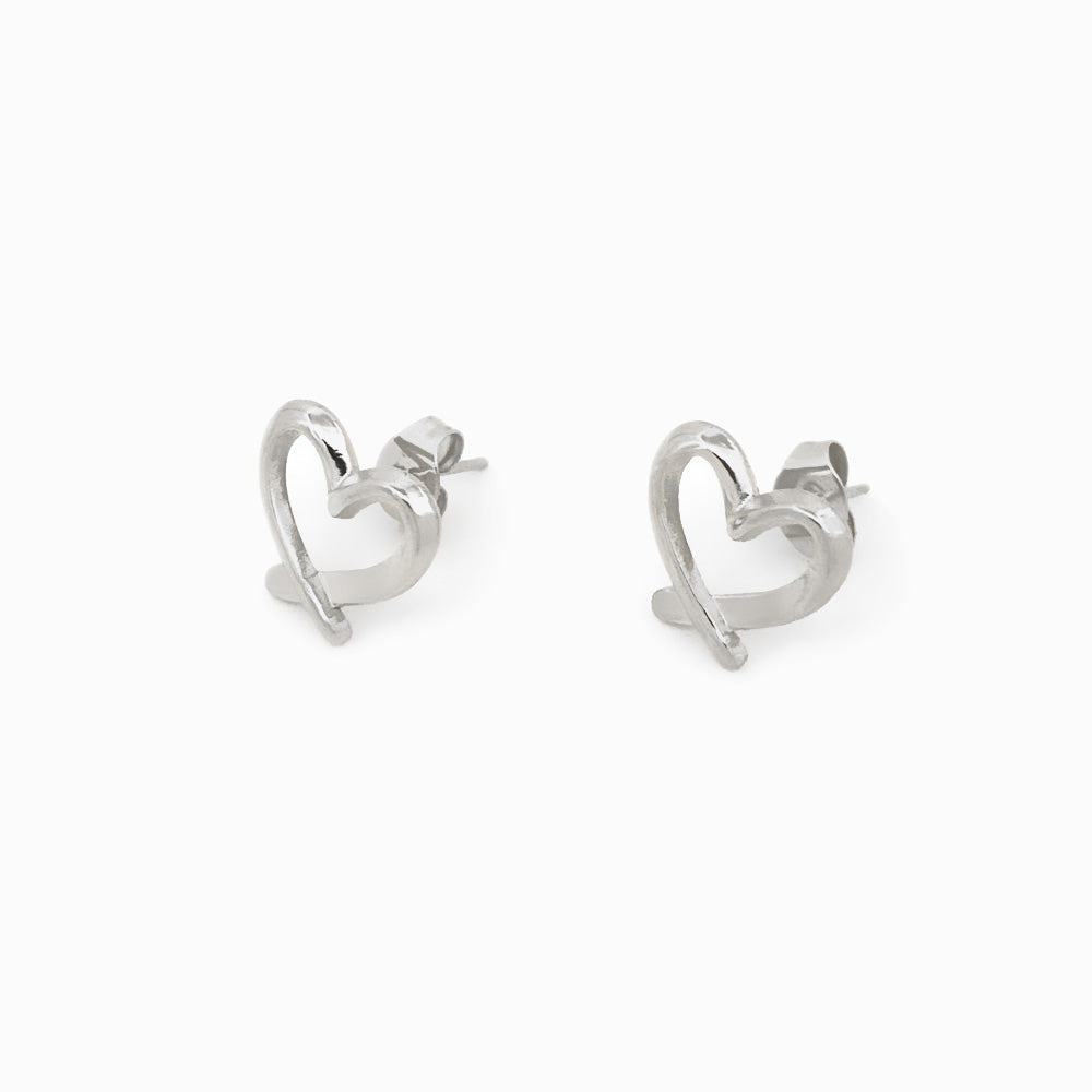 Silver Heart Earrings 12x11mm BR1164 - Stainless Steel