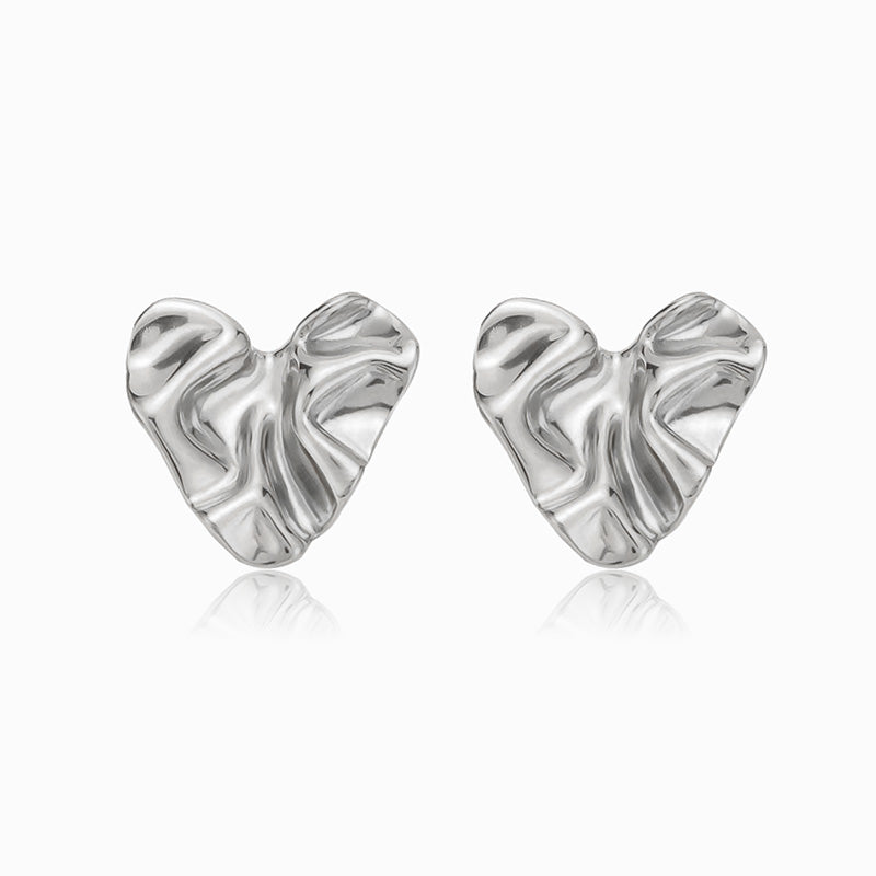 Silver Heart Earrings 24x24mm BR1246 - Stainless Steel