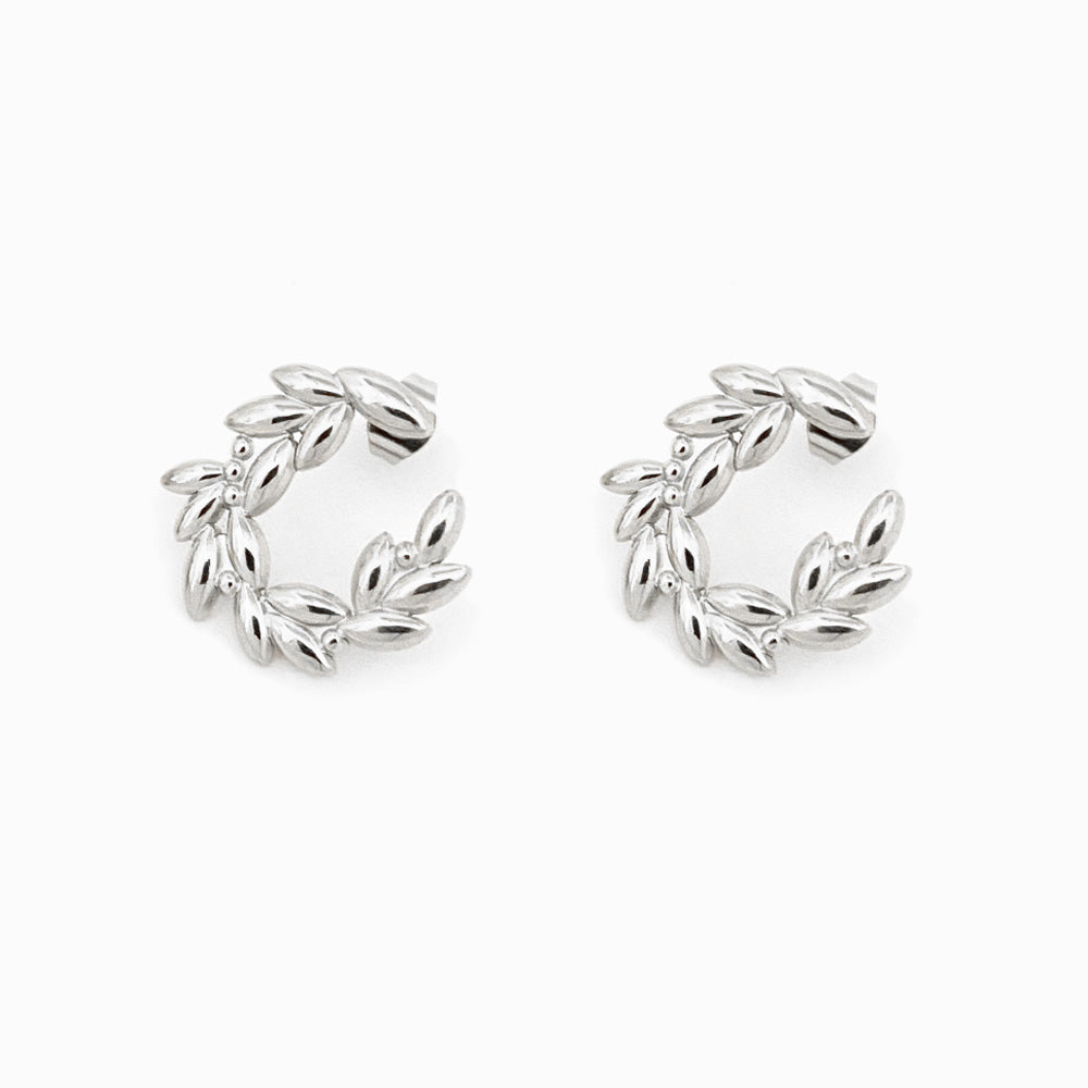 Silver Wheat Flour Earrings 21x20mm BR1165 - Stainless Steel