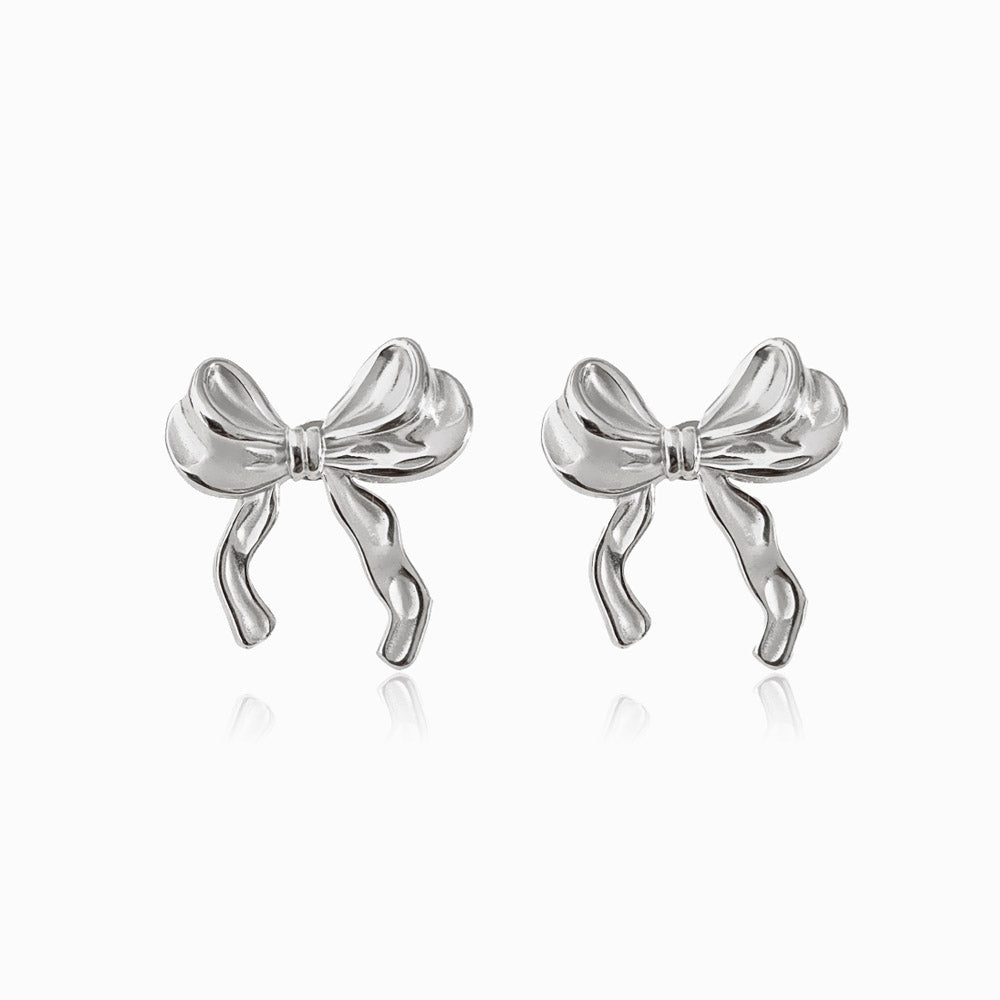 A pair of bow earrings BR1213 made from stainless steel.