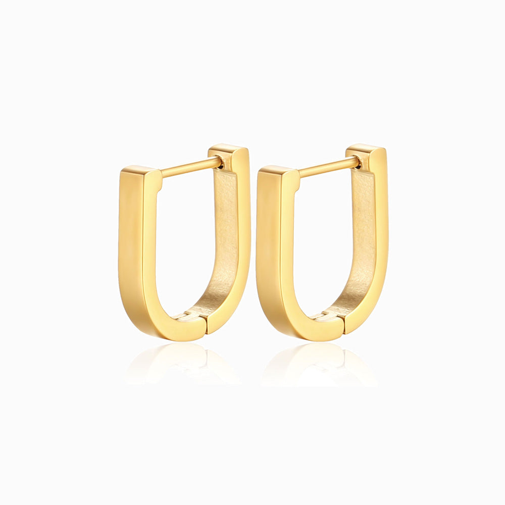 Gold U Hoop Earrings 14x13mm BR1078 - Stainless Steel