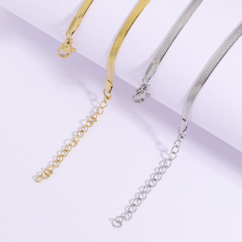 Details of Flat Snake Chain Necklace 3mm CL1733 - Stainless Steel
