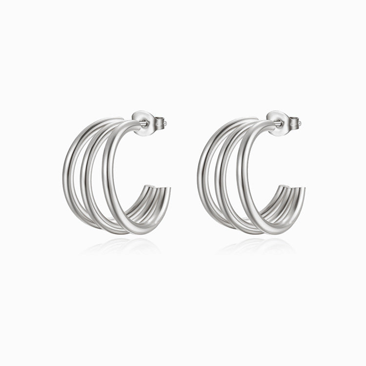 Pair of silver hoop earrings BR1365 on a white background