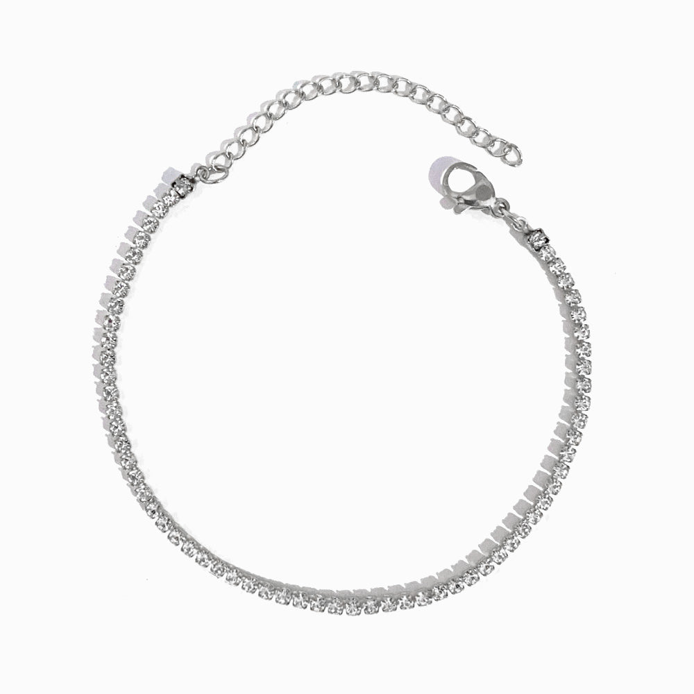 Silver Rhinestone Bracelet SL2161 - Stainless Steel