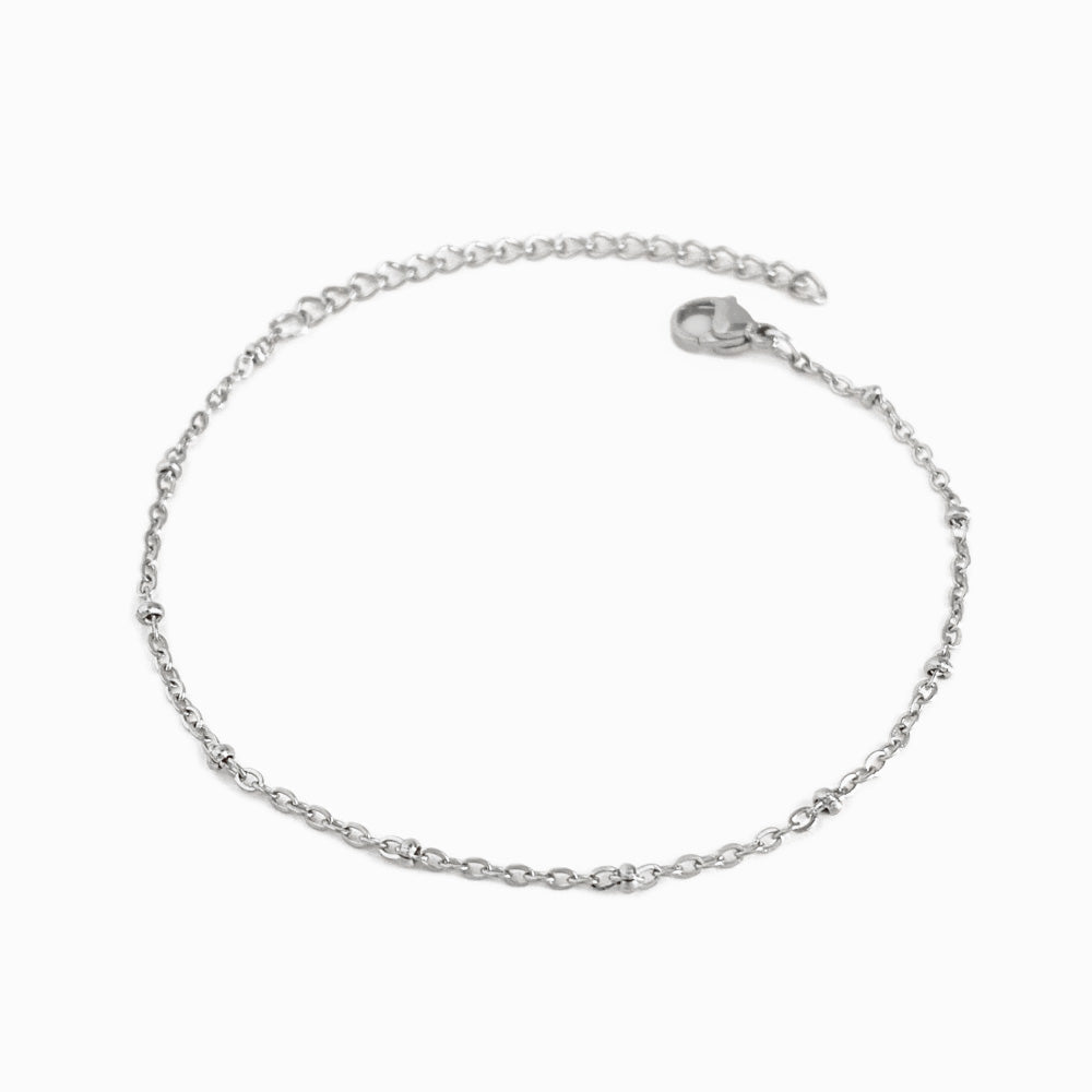 Silver Beaded Bracelet SL1049 - Stainless Steel