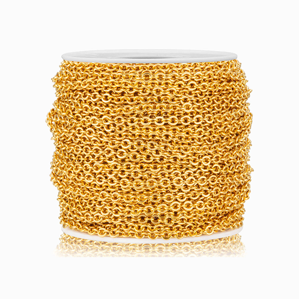 10m PVD 18K Gold Stainless Steel Box Chain 3mm AC2032