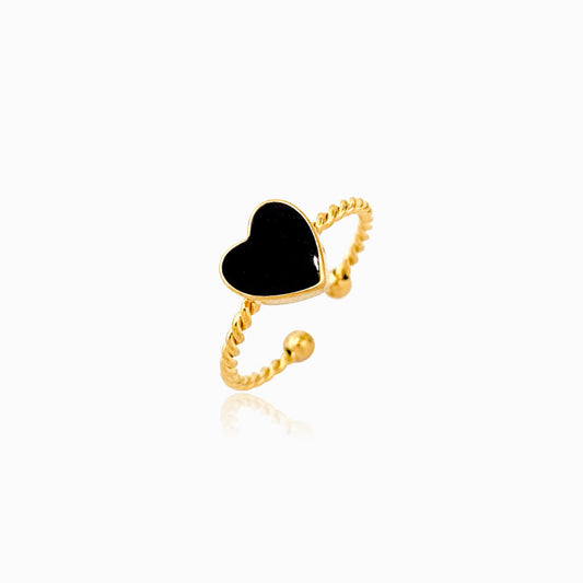 Gold Adjustable Heart Ring JZ1355 - Stainless Steel