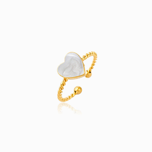 Gold Adjustable Heart Ring JZ1356 - Stainless Steel