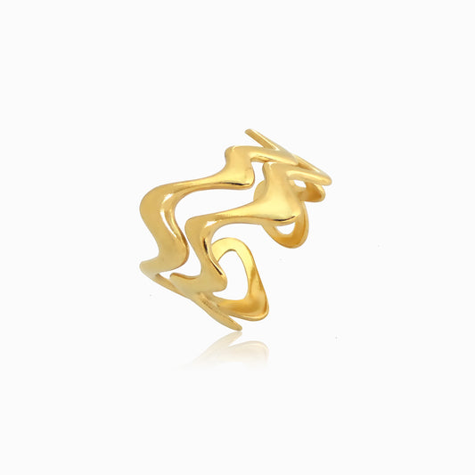 Gold Adjustable Geometric Ring JZ1366 - Stainless Steel