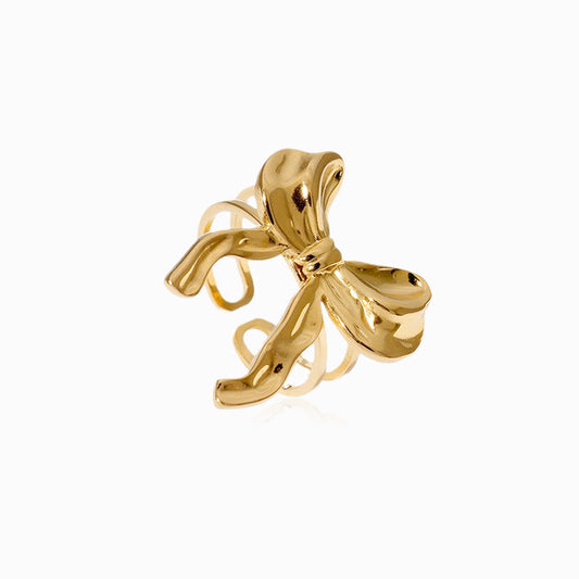 Gold Adjustable Ribbon Ring JZ1361 - Stainless Steel