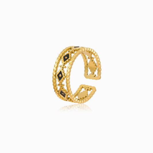 Gold Vintage Adjustable Ring JZ1280 - Stainless Steel