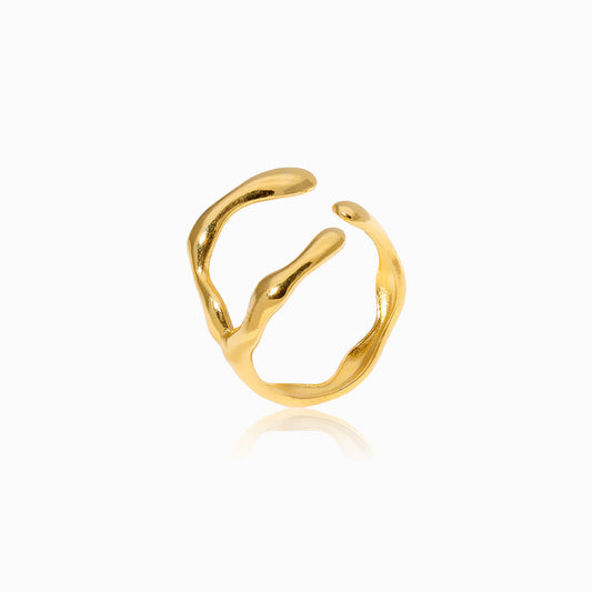 Gold Adjustable Geometric Ring JZ1207 - Stainless Steel