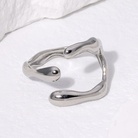 Silver Adjustable Geometric Ring JZ1207 - Stainless Steel