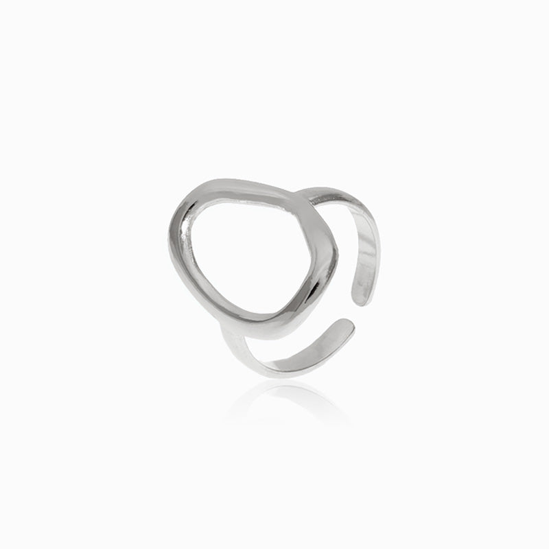 Silver Adjustable Geometric Ring JZ1274 - Stainless Steel