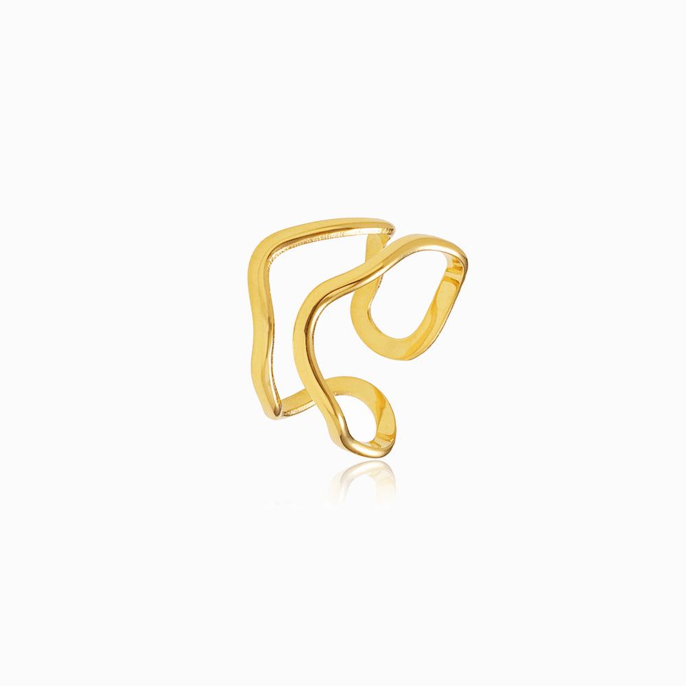 Gold Adjustable Geometric Ring JZ1281 - Stainless Steel