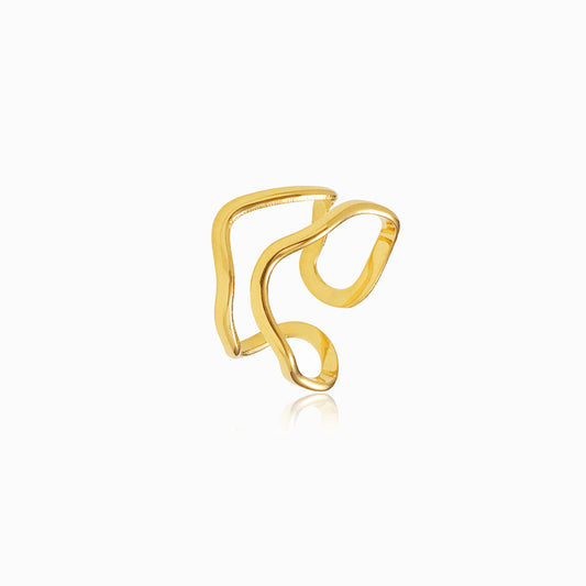 Gold Adjustable Geometric Ring JZ1281 - Stainless Steel