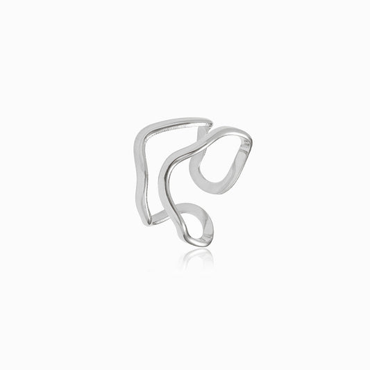 Silver Adjustable Geometric Ring JZ1281 - Stainless Steel