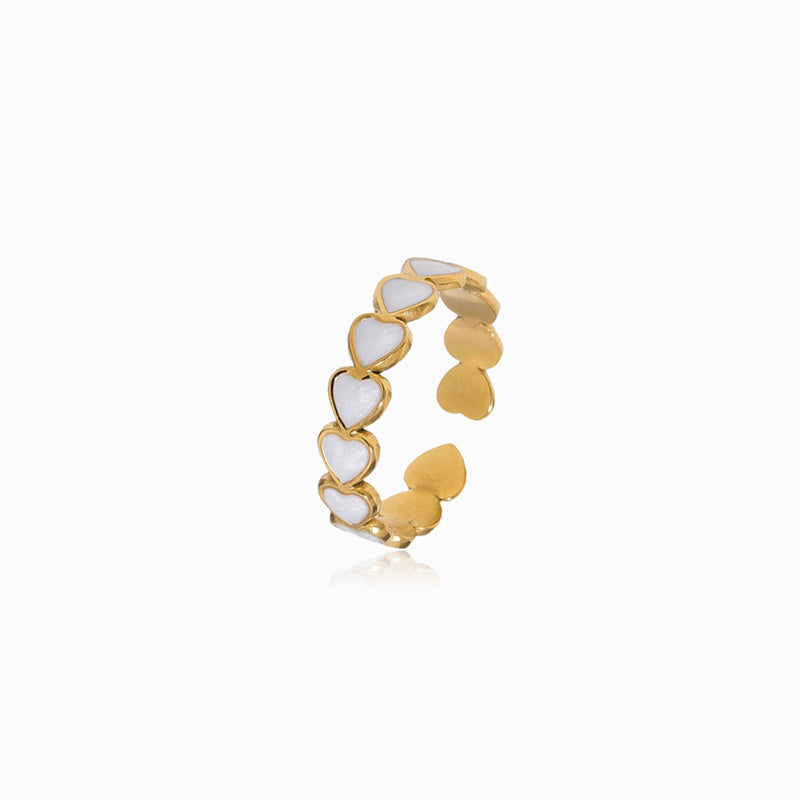 Gold Adjustable Heart Ring JZ1331 - Stainless Steel