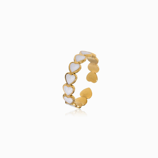Gold Adjustable Heart Ring JZ1331 - Stainless Steel