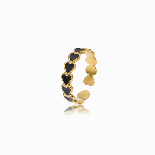 Gold Adjustable Heart Ring JZ1332 - Stainless Steel