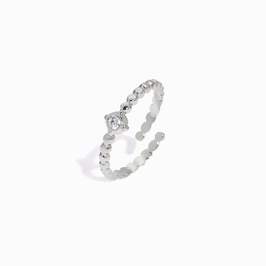 Silver Adjustable Geometric Ring JZ1318 - Stainless Steel