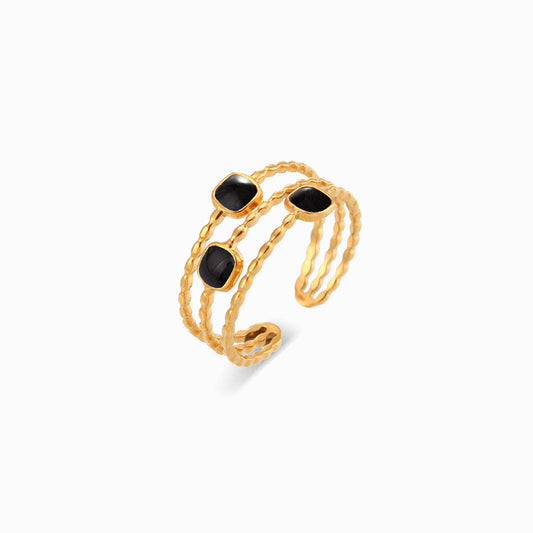 Gold Adjustable Geometric Ring JZ1353 - Stainless Steel