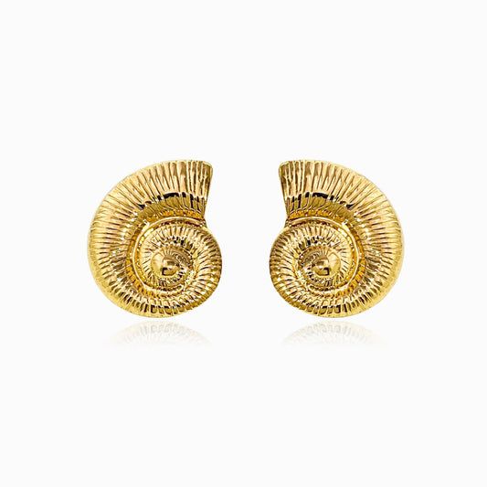 Gold Snail Shell Earrings 27x23mm BR1295 - Stainless Steel