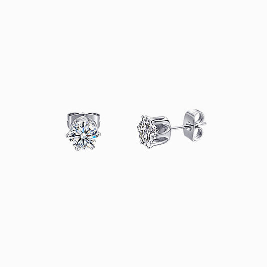 Silver Zirconia Stud Earrings 4mm BR1292 - Stainless Steel