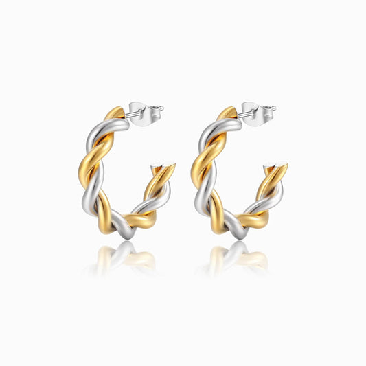 Gold Twisted C Hoop Earrings 26x26mm BR1041 - Stainless Steel