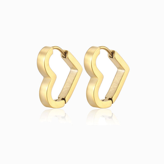Gold Heart Earrings 15x15mm BR1147 - Stainless Steel