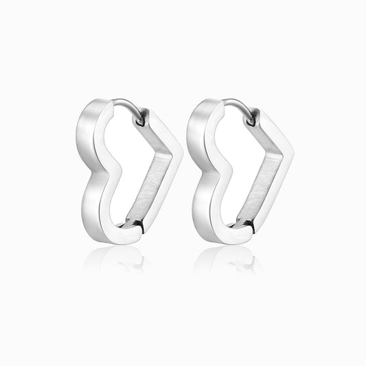Silver Heart Earrings 15x15mm BR1147 - Stainless Steel